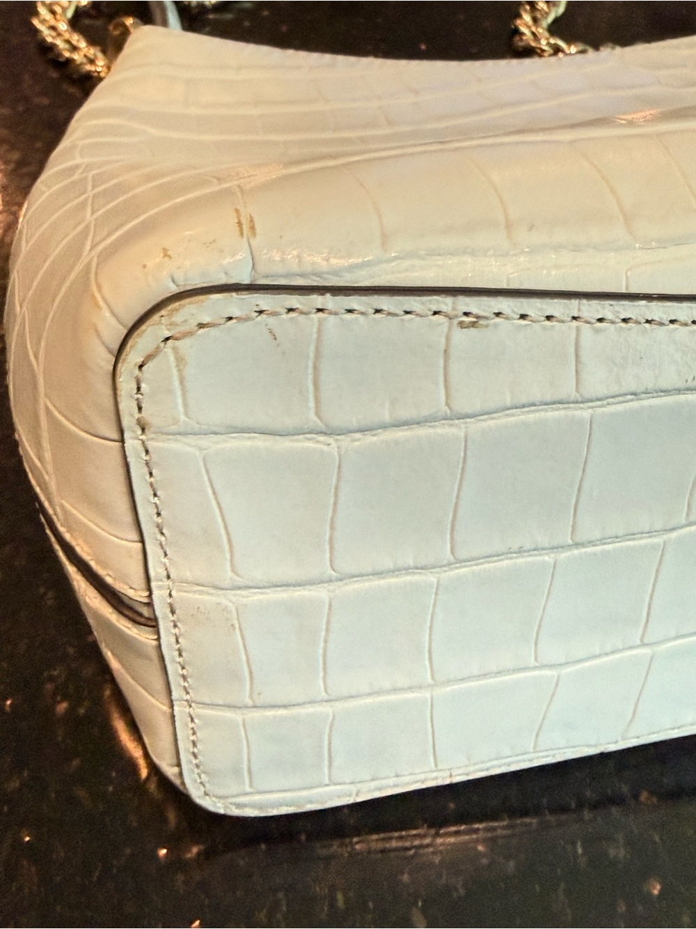 kate spade Light Blue Croc-Embossed Crossbody Bag with Gold Hardware - Picture 9 of 10